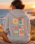 Hoodie - Vintage Beach Postcard Graphic Pullover ("Good Vibes")