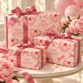 Pink Coquette Birthday Wrapping Paper | Cakes, Bows & Blush Stripes
