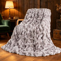 700GSM Faux Fur Throw Blanket, Ruched Soft Fuzzy Blankets,Warm Cozy