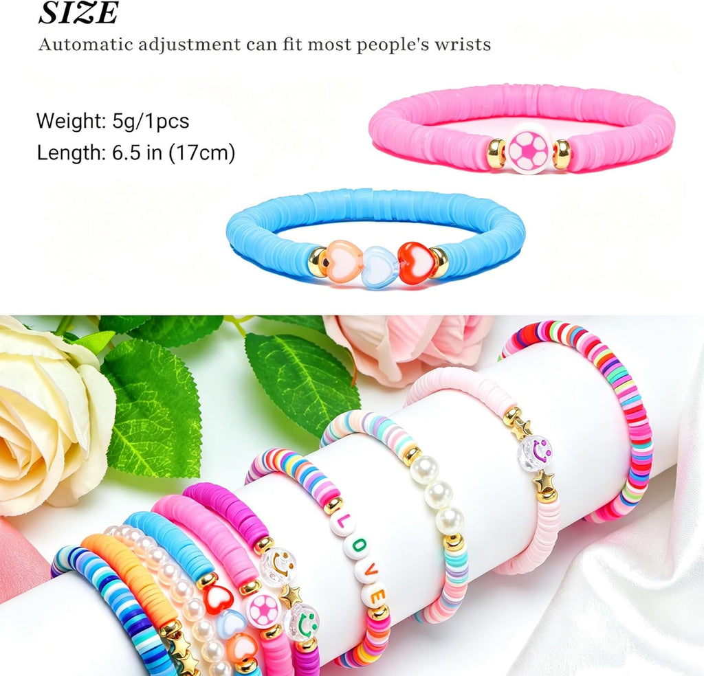 Friendship Bracelets for Girls, 10-Piece Cute Preppy Beaded Bracelet Set for Teen Girls, Matching Bracelets for Friends, Birthday Gifts for Daughter Granddaughter Niece